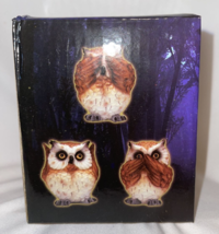 Set of 4 Owl Figurines See Hear Speak no Evil Resin Gifts Owls Statues Boxed - £15.83 GBP