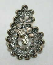 Fashion Ring Silver With Bling Sequins Swirl Round Costume Adjustable Size 8 - £7.39 GBP