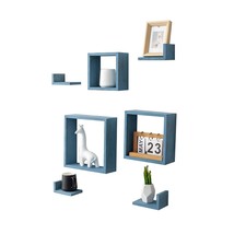 Rustic Wall Mounted Square Shaped Floating Shelves  Set Of 7  3 Square Shelves A - £51.10 GBP