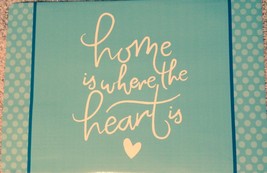 Placemat Set 4 Home Is Where The Heart Is Vinyl Foam 12&quot; x 18&quot; Turquoise Blue - £14.98 GBP