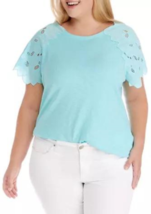 New Rafaella Blue Cotton Embroidered Top Blouse Size 1 X Women - £28.12 GBP