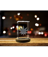 LED Base included | Cannabis Leaf 3D Engraved Crystal 3D Engraved Crystal - $28.34 - $226.79