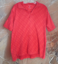 IZOD Polo Shirt Mens Medium M Red Casual Golf Short Sleeve Striped Stret... - $7.87