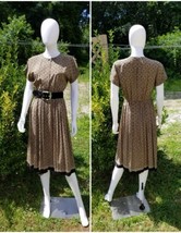 Vintage 1970s liz claiborne Silk Scarf Print Midi pin up secretar dress ... - £29.48 GBP