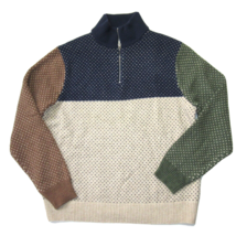 NWT J.Crew Men&#39;s Rugged Merino Half-zip Sweater in Colorblock Bird&#39;s Eye XL - £56.80 GBP