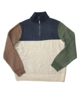 NWT J.Crew Men&#39;s Rugged Merino Half-zip Sweater in Colorblock Bird&#39;s Eye XL - £56.31 GBP
