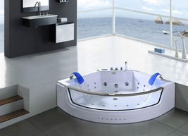 Whirlpool bathtub hydrotherapy White Hot tub 2 person 59.8&quot; Double pump ... - £2,397.26 GBP