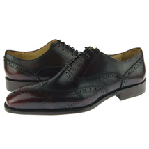 Carrucci Wingtip Oxford, Full Brogue Men&#39;s Dress Leather Shoes, Burgundy - £78.63 GBP