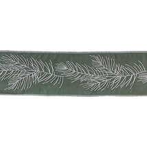 Wired Holiday Ribbon With Pine Branch Design - 4&quot;X5 Yards - £28.47 GBP