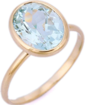 18K Gold Solitaire Aquamarine Ring - £279.58 GBP