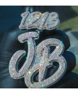 Men&#39;s 3.60Ct Real Moissanite Custom Number &amp; Word Pendant 925 Sterling S... - €422,84 EUR