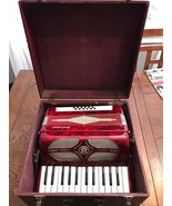 Vintage Morbidoni Made In Italy Red Piano Accordion Antique Instrument - $396.95