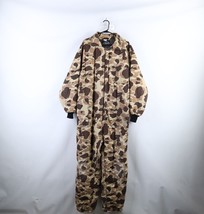 Vtg 70s Streetwear Men XL Distressed Insulated Camouflage Coveralls Over... - £77.93 GBP