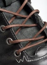 54&quot; long = 137cm BROWN rOund waxed boot shoe Laces 5 to 6 eyelets boots ... - $17.75