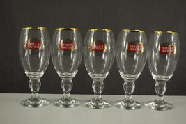 MODERN Stella Artois Barware Lot 5 Gold Trim Pilsner Beer Glasses 8&quot; Tall 40CL - £23.15 GBP
