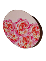 pink oval GIFT BOX w/roses across top 8 x 6.5" overall (Val bx) - $2.10