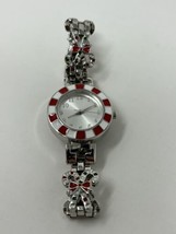 Christmas Candy Canes Women&#39;s Silver Cuff Band Analog Watch Working - $16.95
