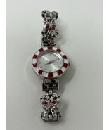 Christmas Candy Canes Women&#39;s Silver Cuff Band Analog Watch Working - $16.95