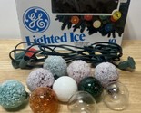 Vintage Frosted Globe Lighted Ice Christmas Bulb Light Set by GE SET of ... - $55.94