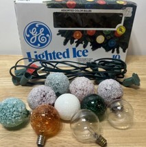 Vintage Frosted Globe Lighted Ice Christmas Bulb Light Set by GE SET of ... - £43.80 GBP
