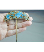 Vintage Chinese Gilt Filigree Metal Kingfisher Feather Hair Ornament Hai... - €513,19 EUR