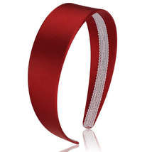 Wine Red Headband for Women Satin Silk Headband Non Slip 1.57&quot; Wide Plain Head B - £9.43 GBP