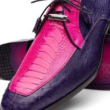 Andretti Genuine Ostrich Leg Dress Derby's Tasseled Laces Shoes Pink / Purple image 4