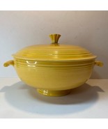 REPAIRED Vtg Fiestaware Fiesta Yellow Footed Casserole Dish With Lid Scr... - $34.65