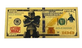 Star Wars The Clone Wars Captain Rex custom Metallic Gold $100 Bill - £21.82 GBP