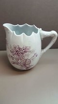 Vintage Small Pitcher Signed By Artist: Otta Hand Painted Purple Floral - £19.77 GBP