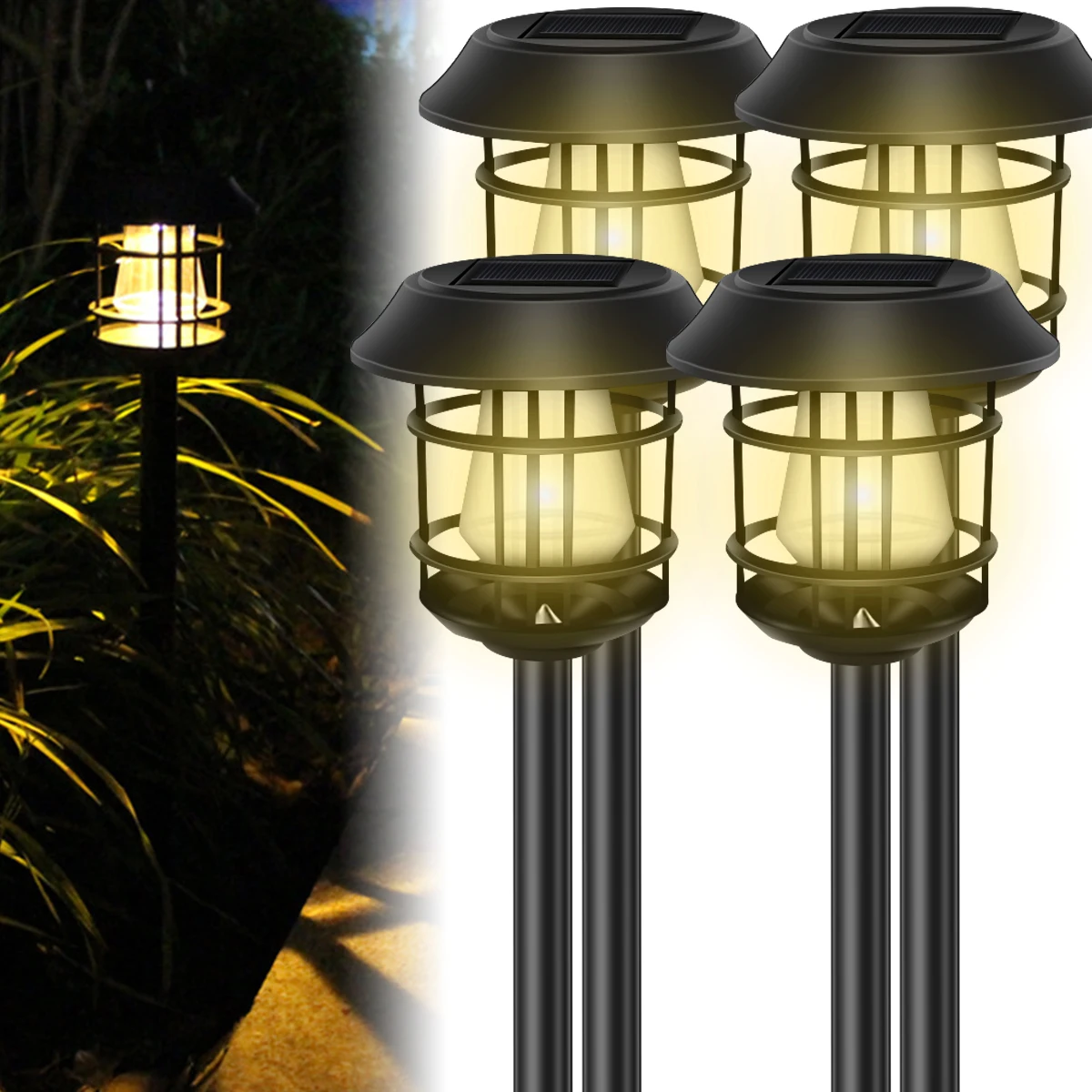 4Pcs Solar Pathway Light Outdoor Solar Garden Light IP44 Waterproof LED Pathway  - £86.85 GBP