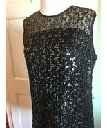 RARE Vintage Elinor Gay Black Mini Cocktail Dress Sequins Bows Size XS - £39.96 GBP