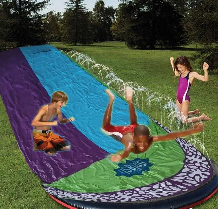 4.8M Outdoor Ground Surfing Double Water Slide Inflatable Play Center Slide For - £57.40 GBP