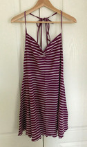 New Abercrombie &amp; Fitch Strappy Swing Knit Striped Ruched Purple Mini Dr... - £19.66 GBP