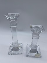 Lot of 2 Waterford Crystal Candle Sticks 6” &amp; 8” Marquis Trevisio Pillar - £35.81 GBP