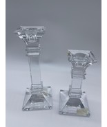 Lot of 2 Waterford Crystal Candle Sticks 6” &amp; 8” Marquis Trevisio Pillar - £35.66 GBP