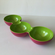 Random Acts of Summer Melamine Bowl Serving Dish Triple Dip Tray Green R... - £24.74 GBP