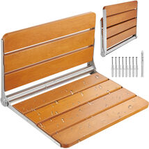 VEVOR Folding Teak Shower Seat, 20.9 x 16'' Unfolded, Wall Mounted, 500 lbs - $90.99