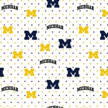 Cotton University of Michigan Wolverines Pin Dot Fabric Print by Yard D350.06 - £9.55 GBP