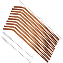 Prisha India Craft Eco-Friendly Bend Drinking Copper Cocktail Straws Set... - $25.84