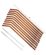 Prisha India Craft Eco-Friendly Bend Drinking Copper Cocktail Straws Set... - £20.65 GBP