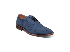 Men&#39;s Stacy Adams Marligan Wingtip Oxford Navy Suede Classic Shoes 25616-415 - £91.91 GBP