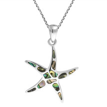 Mystical Sea Life Starfish Inlay Abalone Shell Sterling Silver Necklace - £18.82 GBP