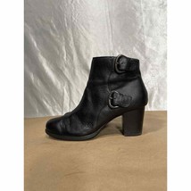BORN Ondine Black Leather Double Buckle Size Zip Ankle Boots Women&#39;s Sz 9.5 - £27.97 GBP