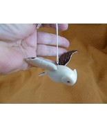 TNE-BIR-OW-289e little Owl bird on hanging ornament TAGUA NUT figurine - $36.45