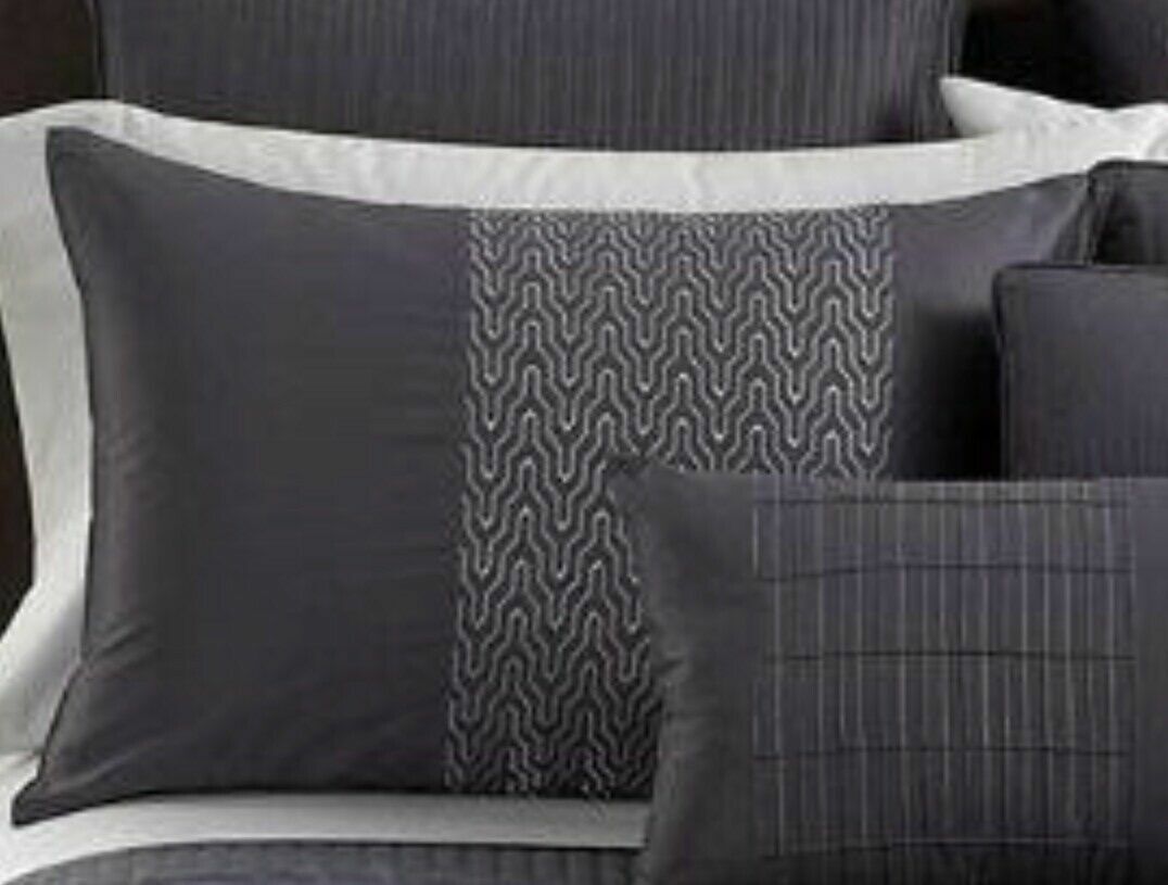Hotel Collection SET of 2 Skyscraper Standard Pillow Shams Embroidered Gray NWOP - $24.72
