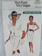 Vintage Vogue Dress Pattern 7475 Sz 12 14 16 Uncut FF Very Easy - $11.57