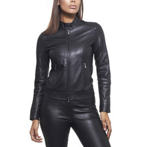 Leather Jacket Women Coat Ladies Womens Size Biker New Real Slim Fit Bla... - £92.36 GBP