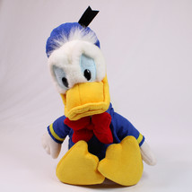 Vintage Walt Disney Donald Duck Plush Stuffed Animal Toy Red Bow Blue Ha... - $11.64