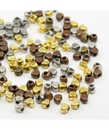 10 Tiny Heart Spacer Beads Assorted Lot Antiqued Bronze Gold Silver 4mm ... - $6.77 CAD